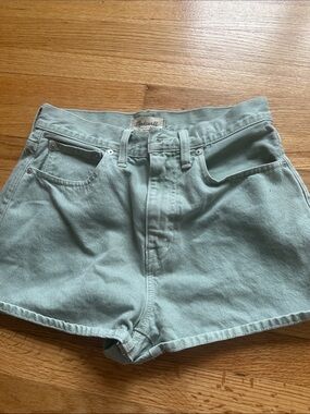 Madewell Mint Green High-Rise Denim Shorts